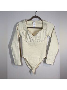 Medium Light Beige Long Sleeve Shapewear Bodysuit Not a Thong